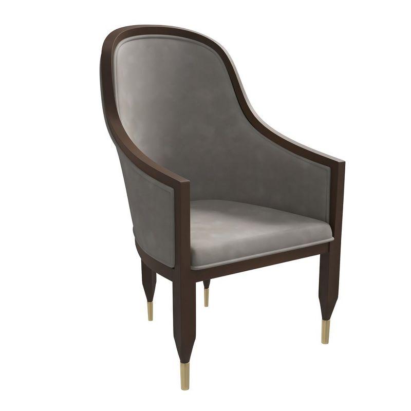 Everly Quinn Jacinto Dining Chair Upholstered In Leather With Rubberwood Frame And Legs With Gold Caps