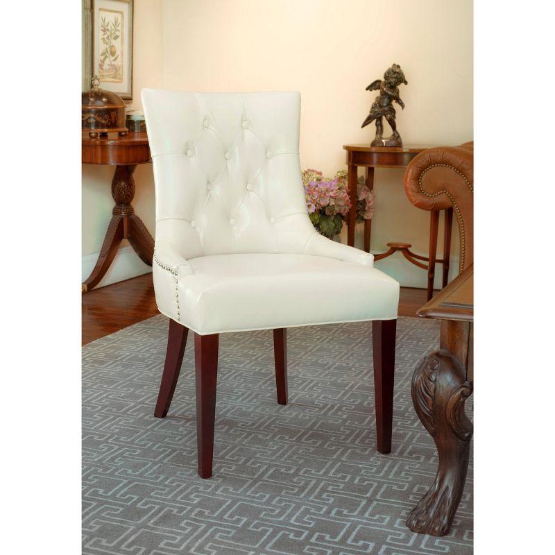 Transitional Amanda Slipper Chair in Flat Cream Leather and Wood