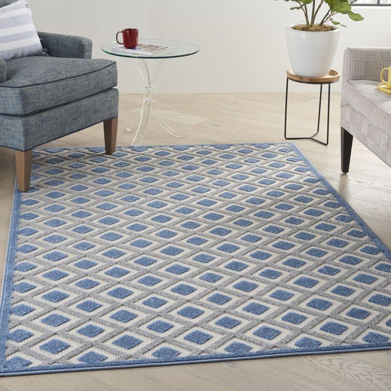 Modern Diamonds 6' x 9' Blue/Grey Synthetic Outdoor Rug