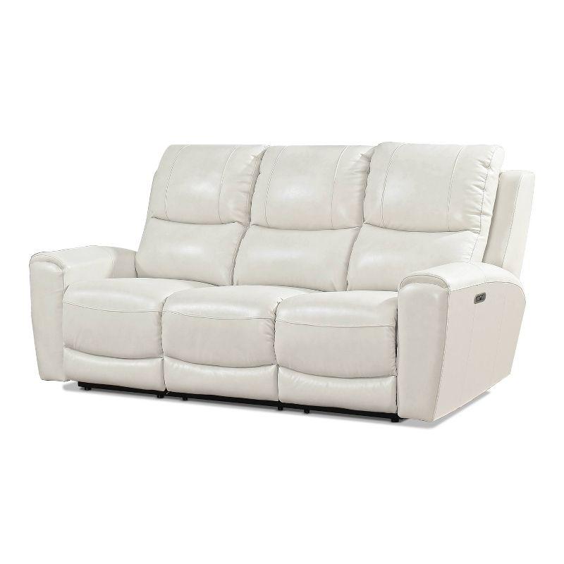 Laurel Power Recliner Sofa Ivory - Steve Silver Co.: Leather Upholstery, USB Port, Wood Frame, 3-Seater