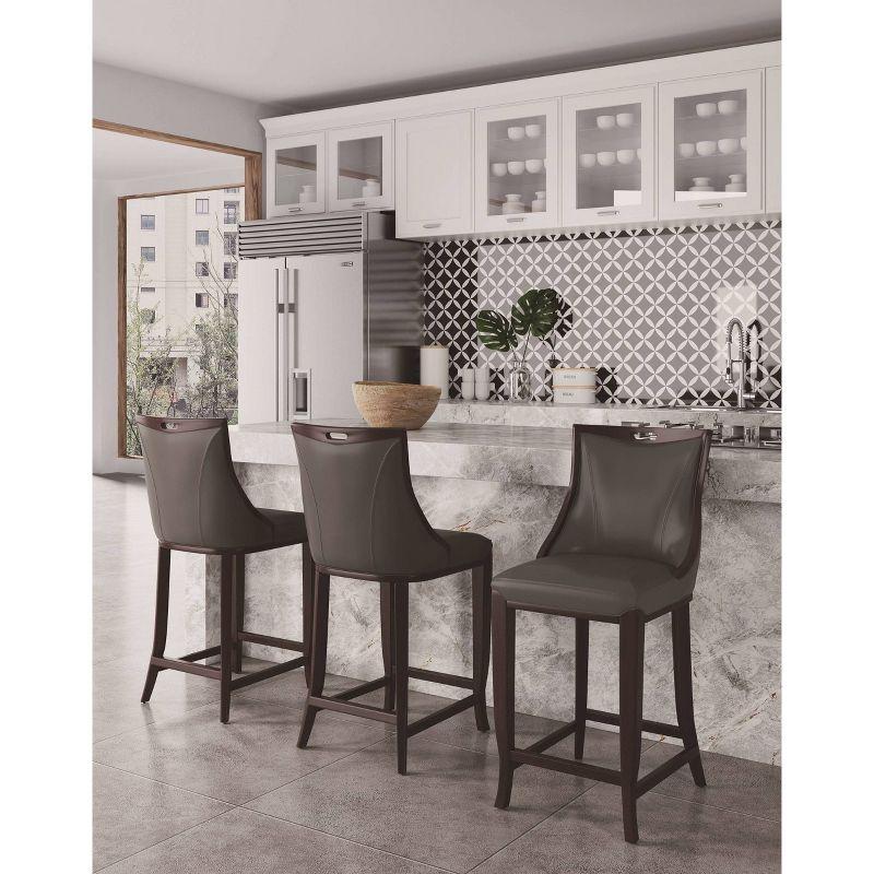 Pebble Grey Faux Leather Bar Stool with Walnut Beech Frame