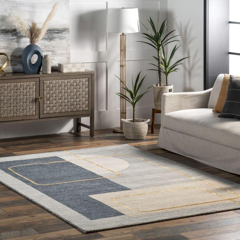 Nuloom Shelley Abstract Striped Wool Indoor Area Rug, 4' x 6', Blue