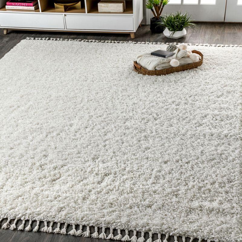 3'x5' Mercer Shag Plush Tassel Area Rug, Charcoal - JONATHAN Y