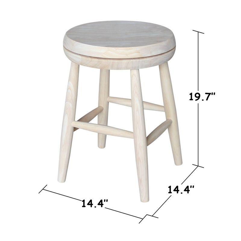 Jonathan Swivel Scooped Seat 18" Stool - Unfinished - International Concepts: Solid Wood, Round, No Assembly Required