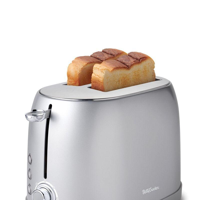 Betty Crocker 2-slice Multi-function Toaster, Toaster 2 Slice With Extra Wide Slots For Thick Bread, Bagel & Waffle, Toast Shade Control Dial, Slide Out Crumb Tray