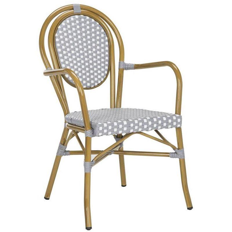 Côte d'Azur Inspired Grey & White Rattan Bistro Arm Chair