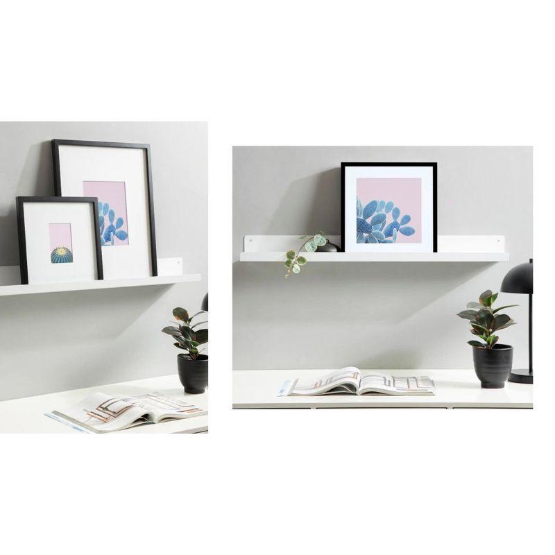 Kate & Laurel All Things Decor 36" x 5" Mezzo Modern Metal Ledge Shelf White: Wall Mounted, Includes Hardware