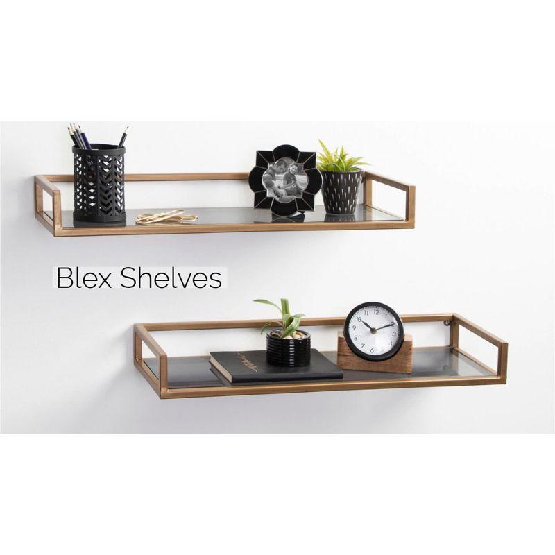 Elegant Gold and Black Glass Wall Display Shelf - 26.4" x 10.9"