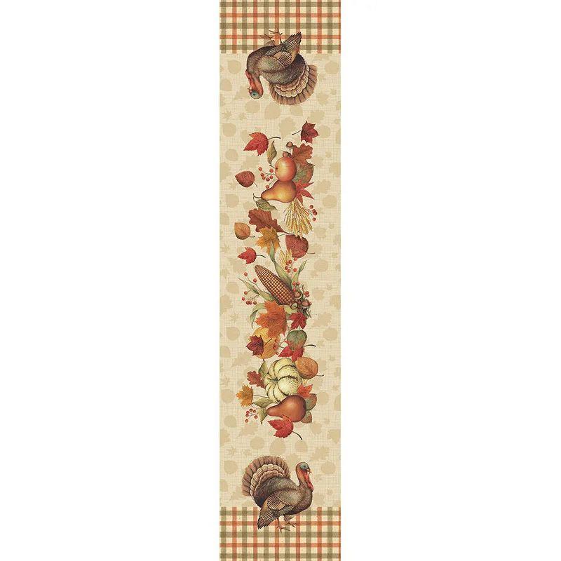 Bountiful Harvest Multicolor Polyester Thanksgiving Table Runner