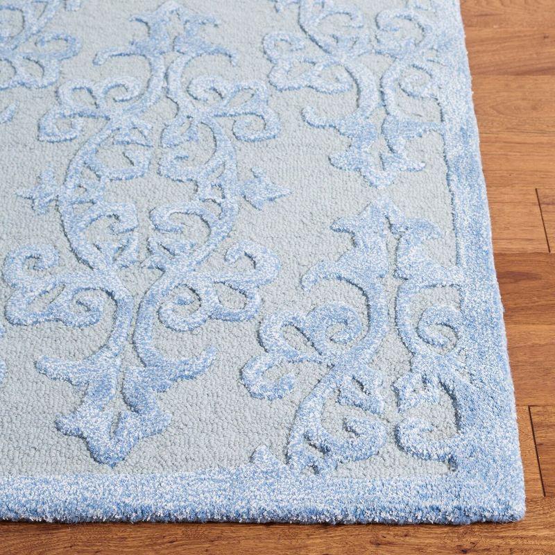 Reversible Handmade Tufted Wool & Viscose Blue Rug 4' x 6'