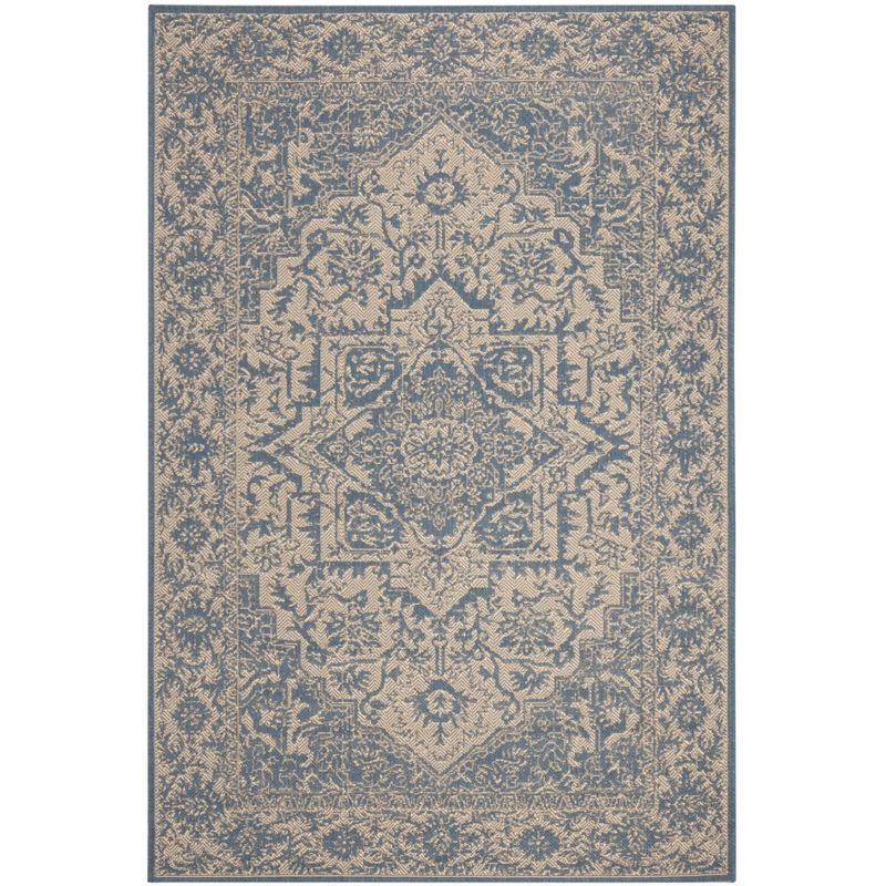 Beach House BHS139 Power Loomed Indoor/Outdoor Area Rug - Cream/Blue - 5'3"x7'6" - Safavieh