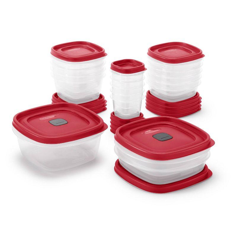 34-Piece Clear Plastic Food Storage Container Set with Red Lids