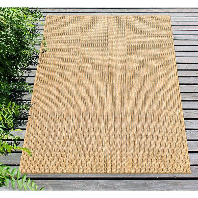 Liora Manne Carmel Texture Stripe Indoor/Outdoor Rug Sand 4'10" x 7'6"