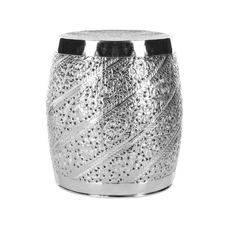 Liam Silver Etched Nickel-Plated Aluminum Stool