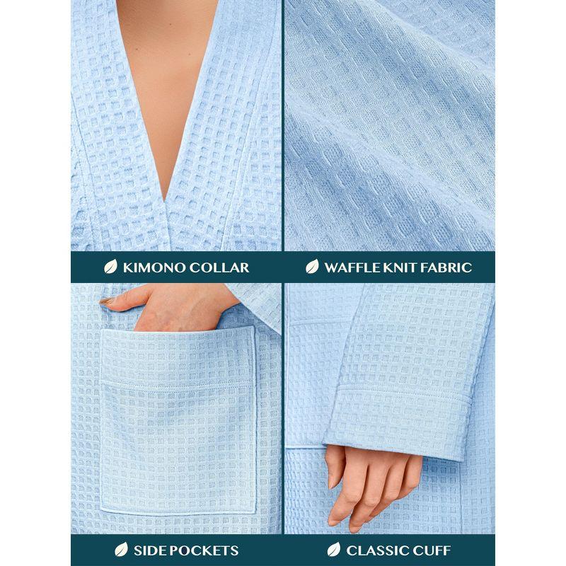 PAVILIA Women Waffle Knit  Robe, Soft Cozy Breathable Lightweight Long Bathrobe with Pockets for Shower Spa House