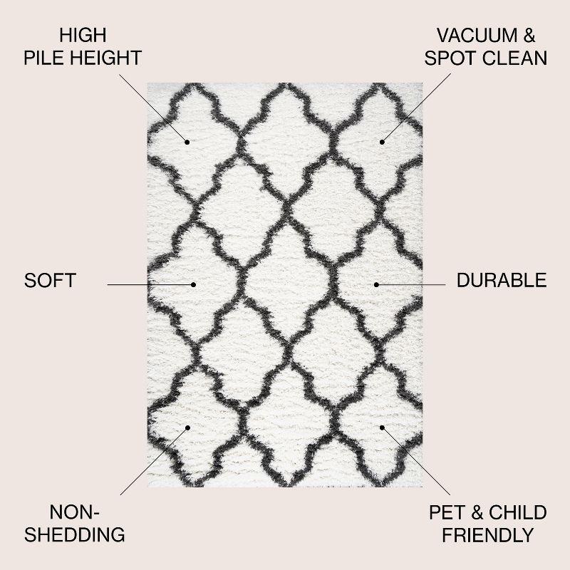 3'x5' Marrakesh Shag Trellis Area Rug, Ivory/Charcoal - JONATHAN Y