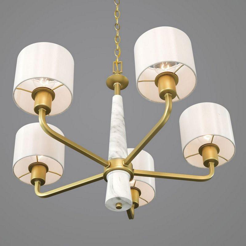 Progress Lighting Palacio 5-Light Chandelier, Vintage Gold, White Silk Shades