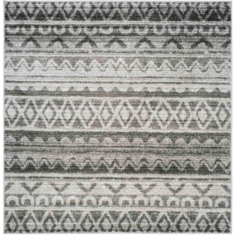 Adirondack ADR119 Machine Made Indoor Area Rug - Ivory/Charcoal - 6'x6' - Safavieh
