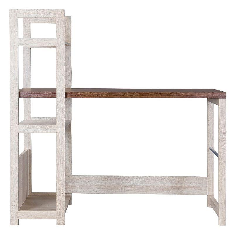 Sonoma Oak and White Compact Writing Desk with Side Shelves