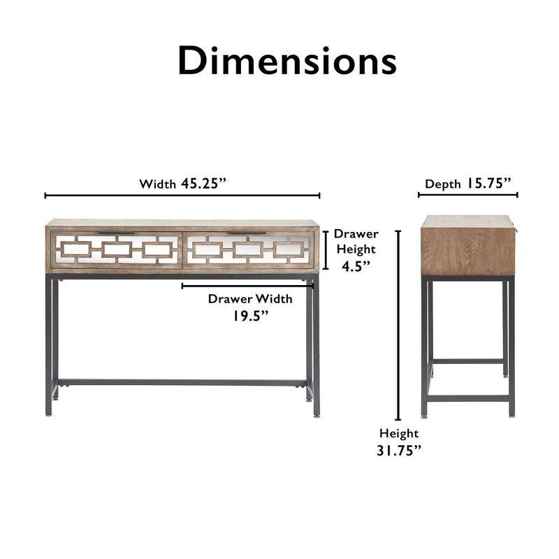 Hayworth Mirrored Console Table Gray - Finch: Modern Storage with Drawers, Antique Finish