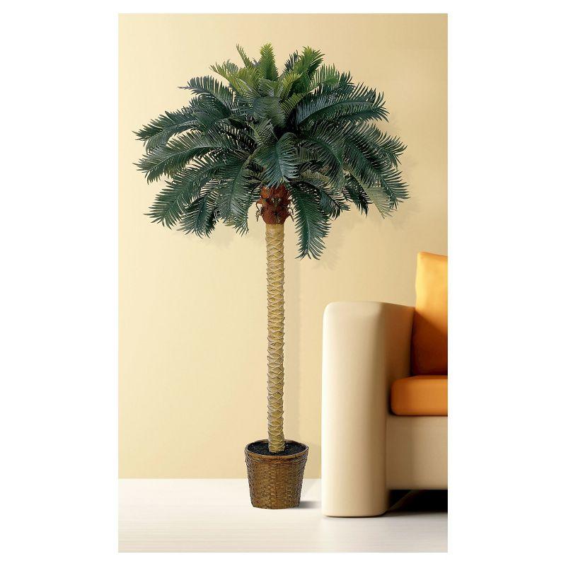 Nearly Natural Sago Palm Silk Tree (6'): Indoor Faux Plant, Full Shape, Wicker Pot, Unlit