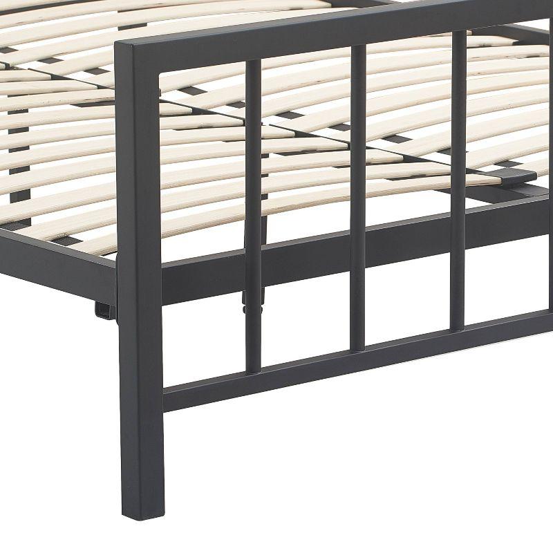 ClickDecor Evans Platform Bed Frame with Matte Black Metal Headboard