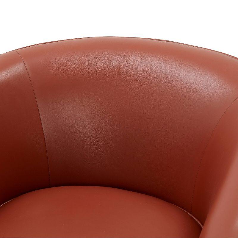 Taos Caramel Top Grain Leather Swivel Barrel Chair