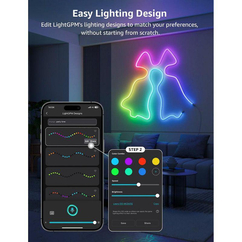 Lepro Lepro N1 AI Smart RGB Rope Lights, LLM AI Generated Lighting, LightBeats Music Sync, Color Segment DIY, Voice Control Via App, Wi-Fi & Bluetooth LED Strip Lights (Set of 6)