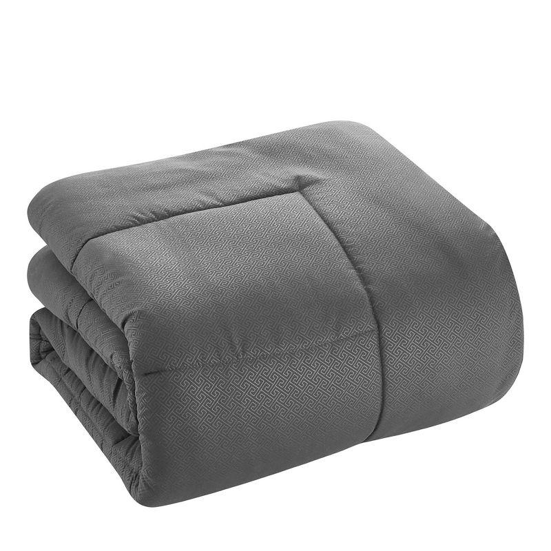 Sweet Home Collection Greek Key Embossed Bed in A Bag Comforter Set