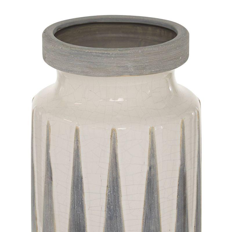 Novogratz Ceramic Decorative White Vase with Triangle Patterns