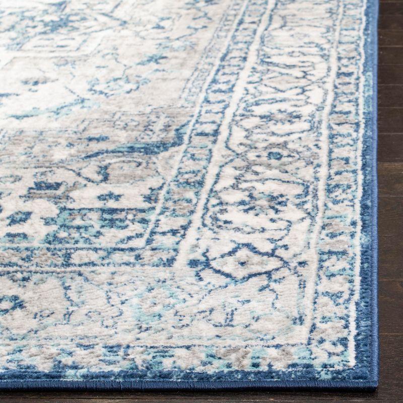 Luxe Square 5' Hand-Knotted Light Grey/Blue Synthetic Area Rug