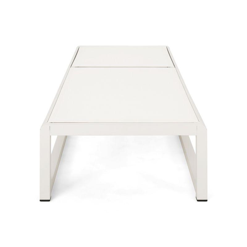 GDFStudio Camdyn Outdoor Mesh and Aluminum Armless Adjustable Chaise Lounges (Set of 2), White