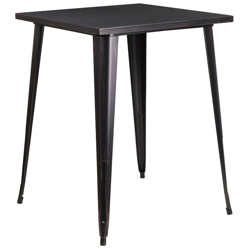 Flash Furniture Commercial Grade 31.5" Square Black-Antique Gold Metal Indoor-Outdoor Bar Height Table