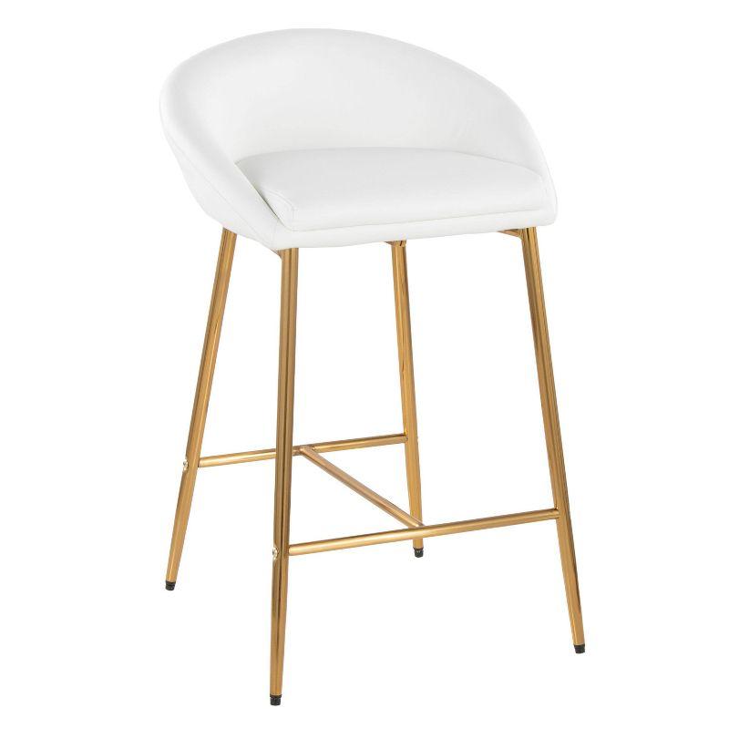 LumiSource Set of 2 26" Matisse Glam Counter Height Barstools Gold Metal Frame/White Faux Leather