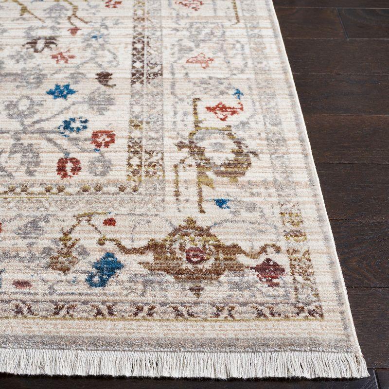 Vintage Ivory and Sage Square Synthetic Area Rug