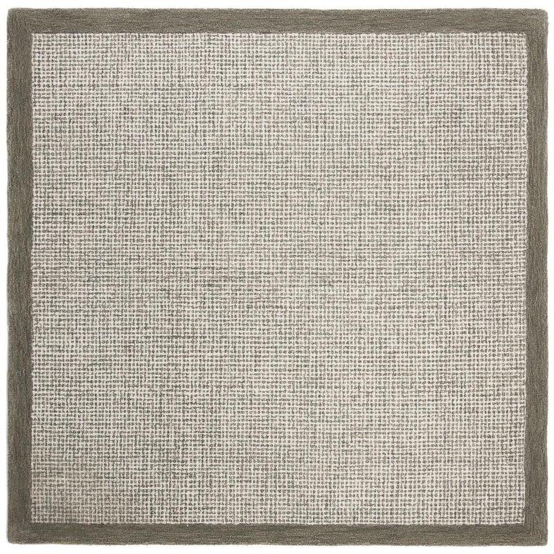 Ivory Abstract Tufted Wool Square Rug 6'x6'