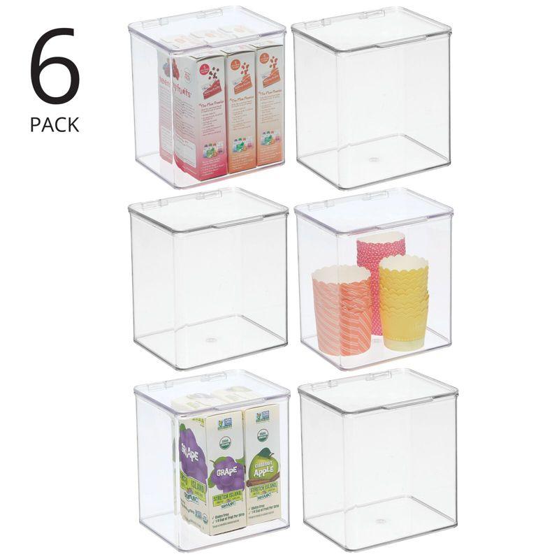 mDesign Plastic Kitchen Pantry/Fridge Storage Organizer, Hinge Lid