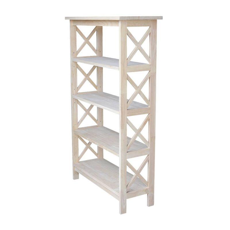 International Concepts 48" 4 Tier X-Sided Bookshelf: Hardwood Vertical Storage, Farmhouse Style, 30" Wide
