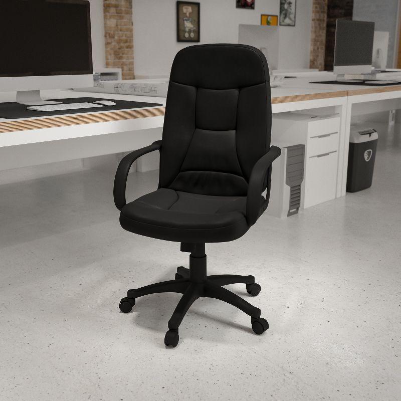 Flash Furniture Holly High Back Black Glove Vinyl Executive Swivel Office Chair with Arms