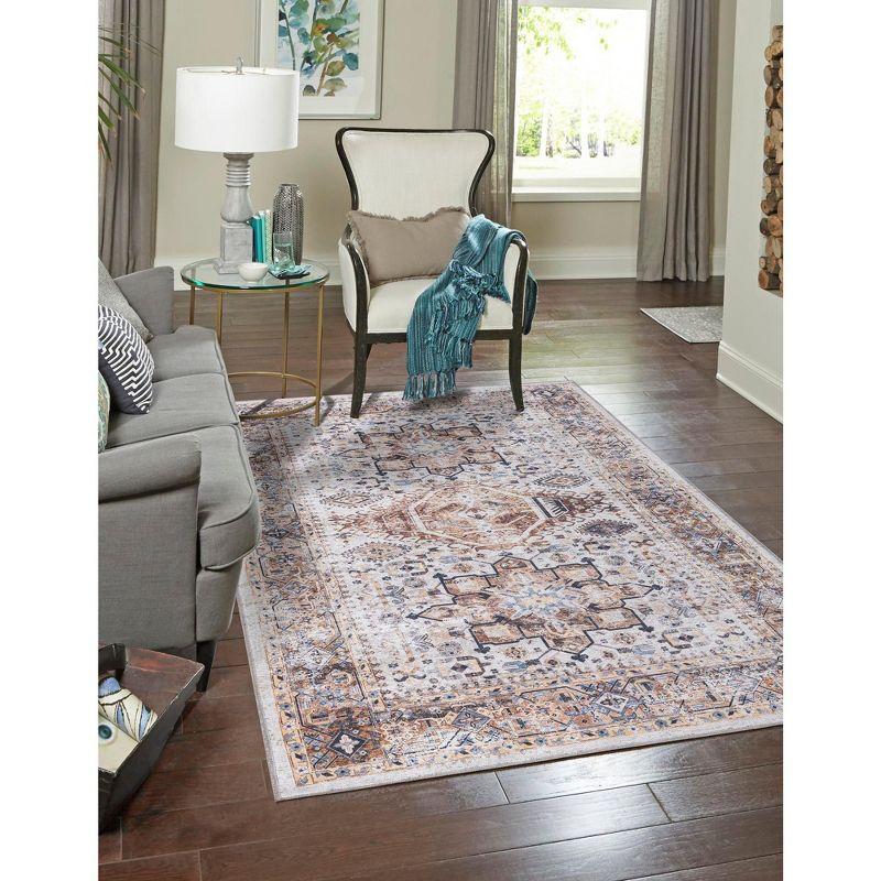 Ivory Almond Rectangular Washable Chenille Area Rug