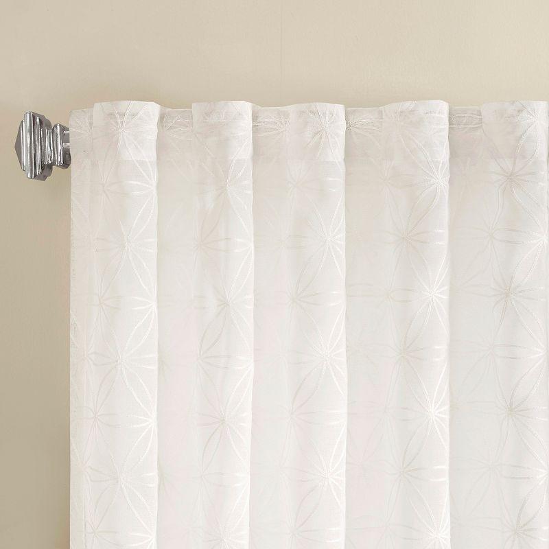 White Sheer Embroidered Ground Length Window Drapes