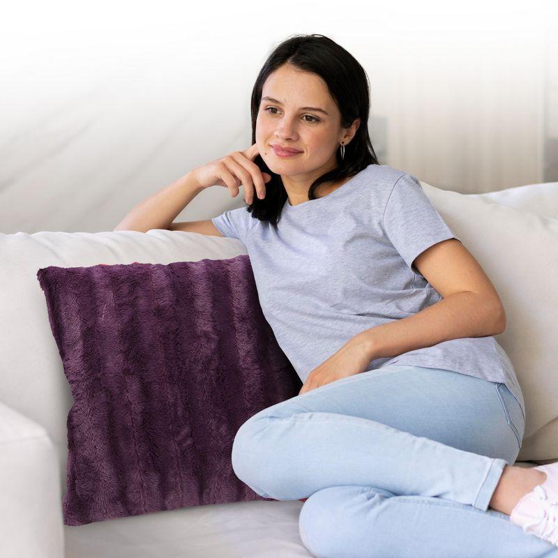 Cheer Collection Decorative Faux Fur Throw Pillow Cover - Purple, 20" x 20" (Pillowcase Only)