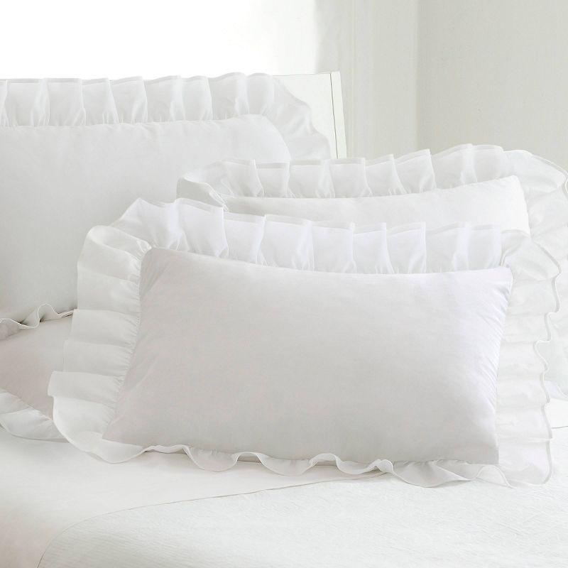 Lily Washed Linen Ruffled Classic Chic Romantic Farmhouse Pillow Sham