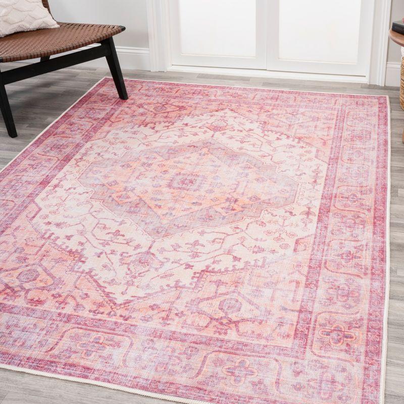 4' x 6' Alacati Ogee Medallion Machine Washable Indoor/Outdoor Area Rug, Red/Orange/Cream - JONATHAN Y