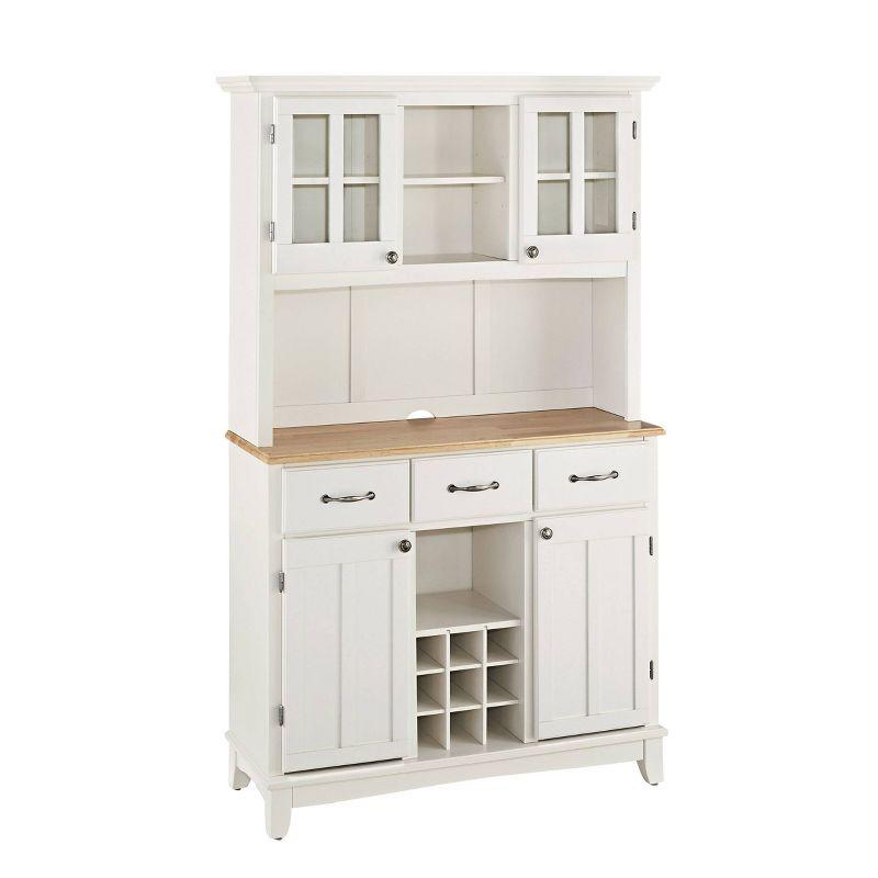 Off White China Cabinet with Natural Wood Top