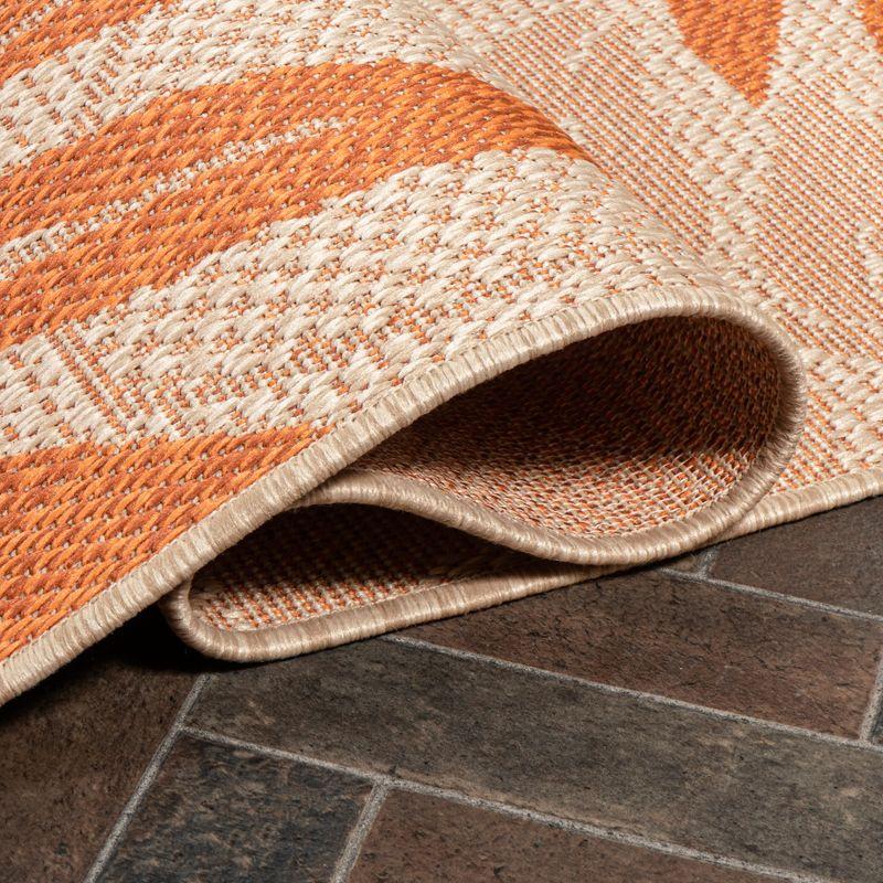 4' x 6' Havana Tropical Palm Leaf Indoor/Outdoor Area Rug, Cream/Orange - JONATHAN Y