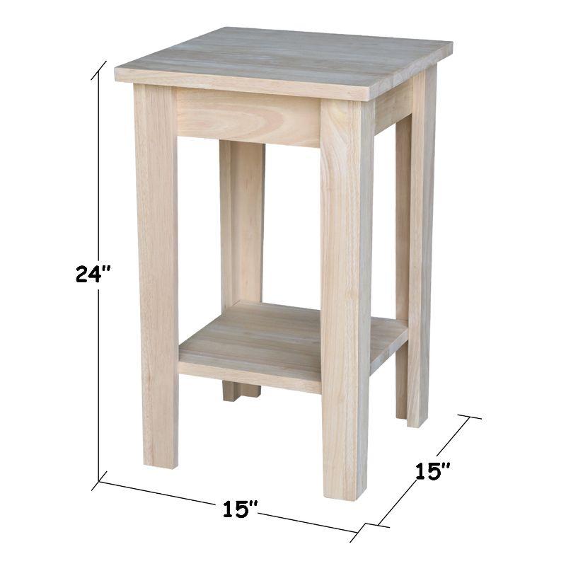 Unfinished Solid Parawood Shaker Plant Stand with Shelf