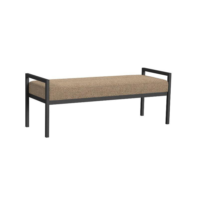 Modern Metal Faux Shearling Bench Brown - HomePop