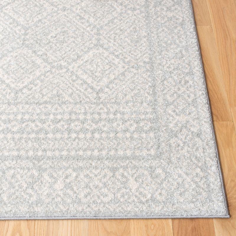 Ivory and Light Grey Hand-knotted Synthetic Area Rug, 6' x 9'