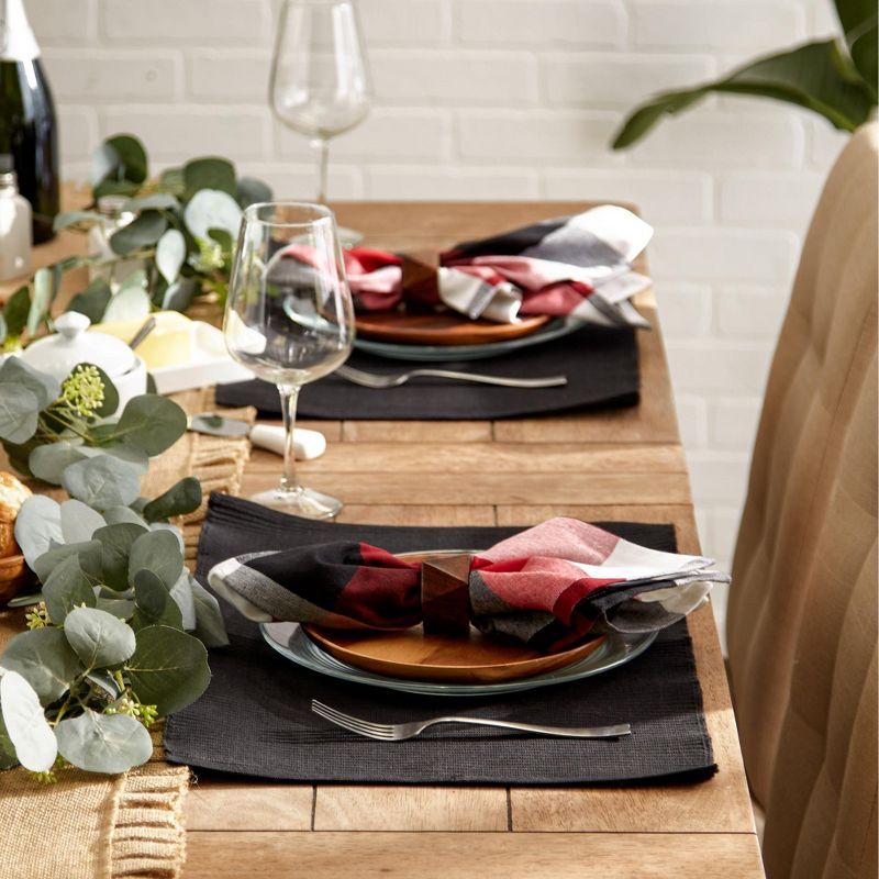 Design Imports Black Ribbed Placemat Set/6